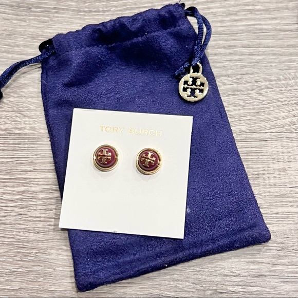 Tory Burch Accessories - Tory Burch Melodie Stud Earrings in burgundy